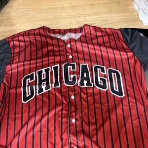 Red and Black Striped Chicago Jersey